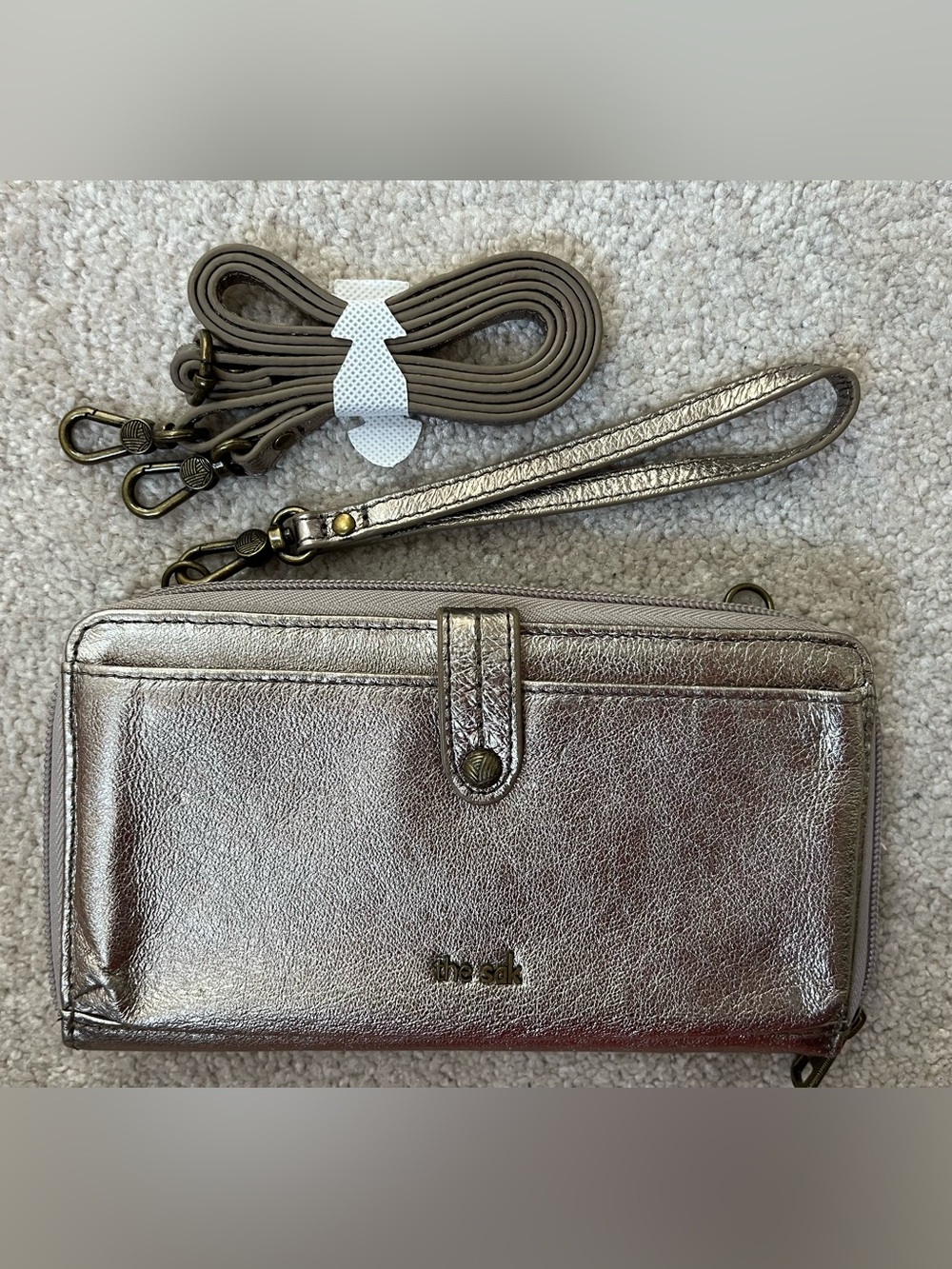 The Sak Metallic Pewter Convertible Wristlet Crossbody
